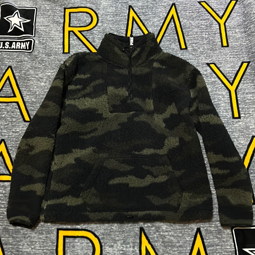 Victoria’s Secret Pink Camouflage Sherpa Hoodie.